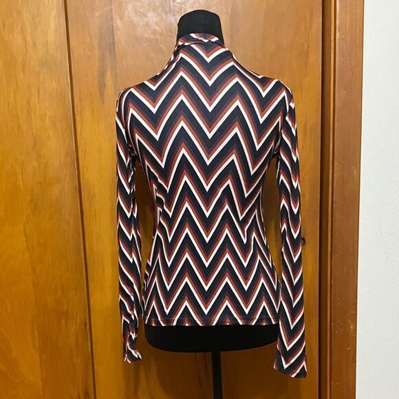 Chevron Long Sleeve Top Mock Turtleneck Soft Stretch Fall Autumn Winter - Picture 4 of 6